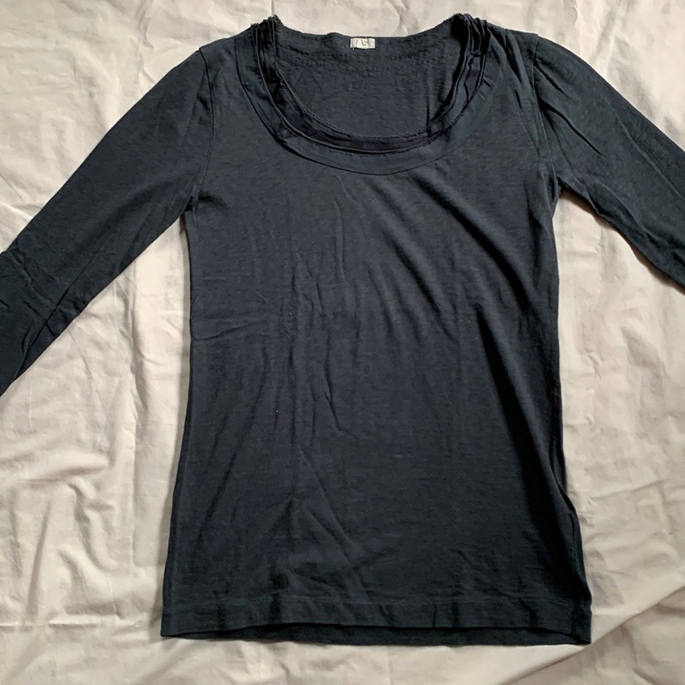 J. Crew factory long sleeve T with silk trip collar